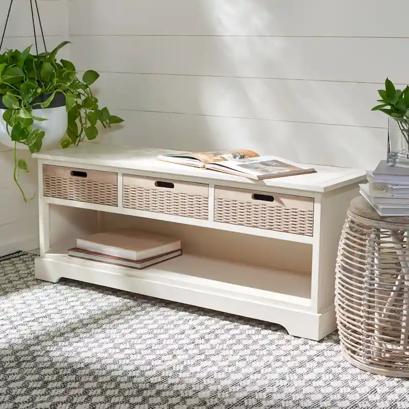 3-Drawer Storage Bench with Bottom Shelf, Single Seat – 47