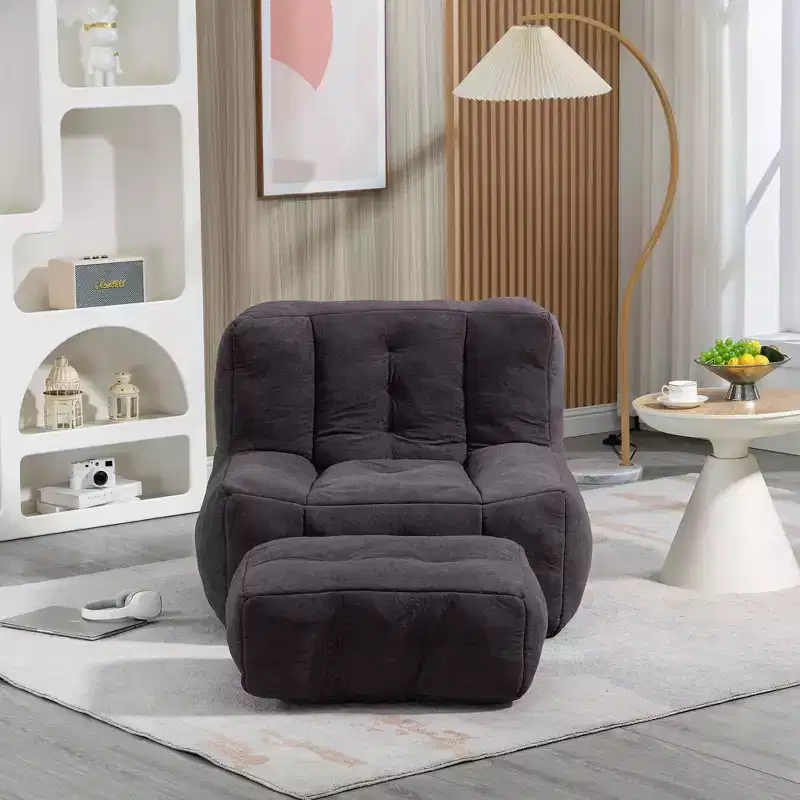 Bean Bag Chair Floor Chair Lazy Sofa Chair with Memory Foam and Ottoman, Bean Bag Sofa for Reading Room, Living Room