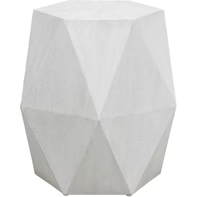 Volker 18 Wide White Ceruse Geometric Wood Accent Table