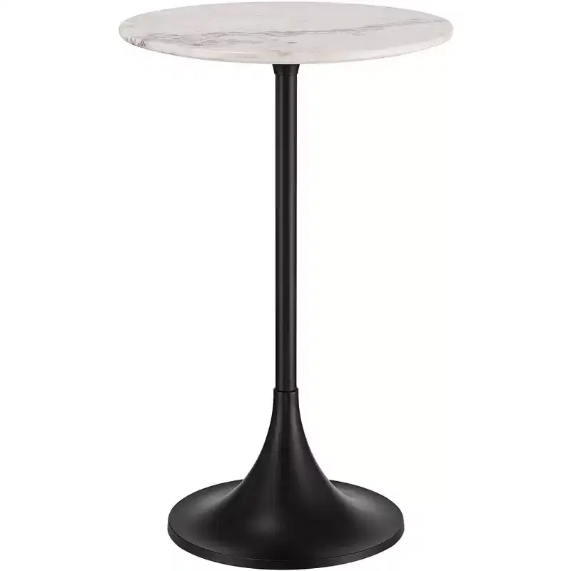 Studio 55D Studio 55 Mesita 24 End Table White Marble Top with Black Finish Base