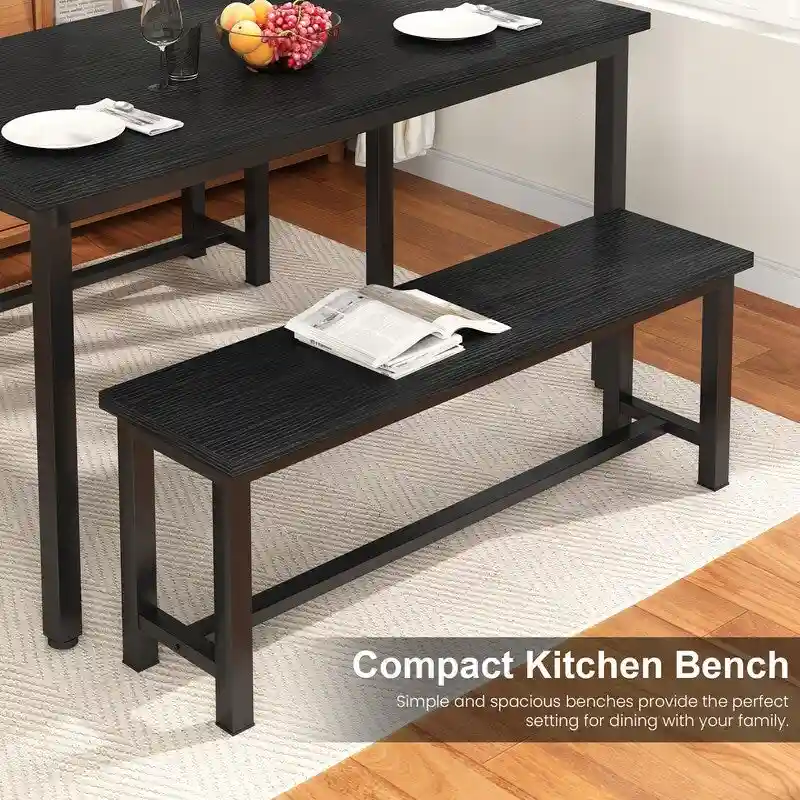 Grondin Industrail Style Dining Bench 2 Pieces Set, Wooden & Steel Dining Benches Set of 2, Durable and Stable Entryway Benches