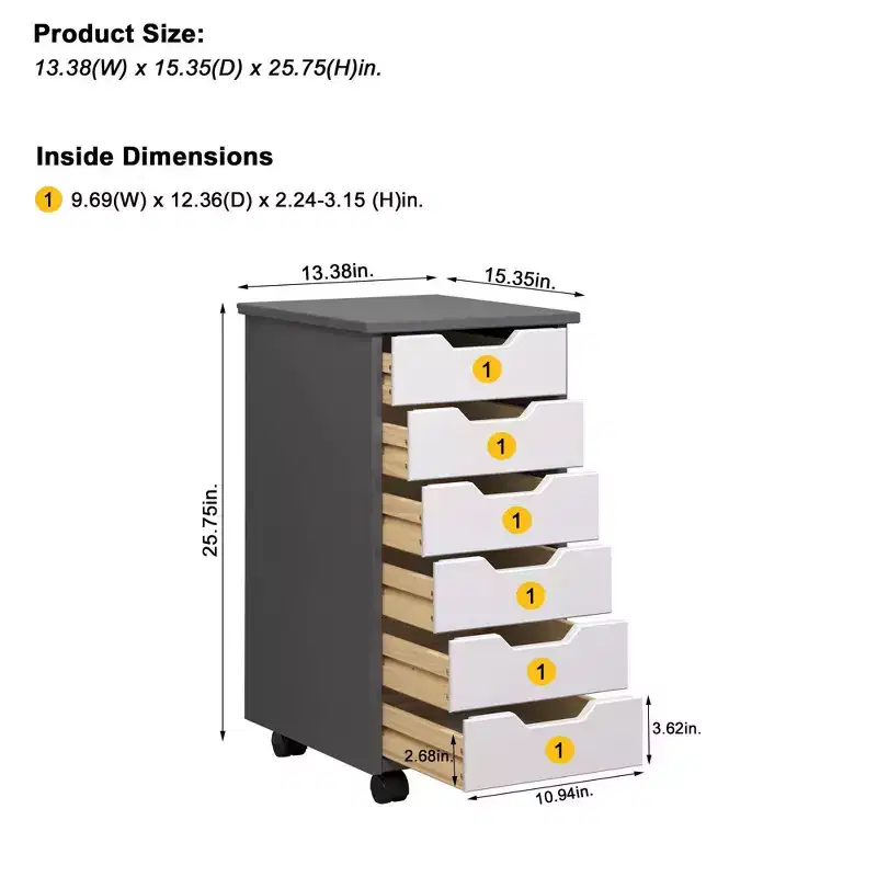 Trendfurn Omnia Narrow 6 Drawer Roll Cart