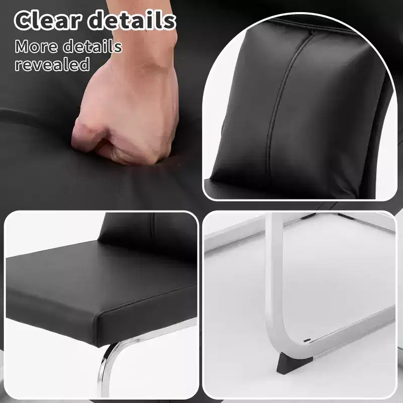 GDFStudio Olaf Modern Faux Leather Dining Chair with C-Shaped Chrome Base (Set of 2)