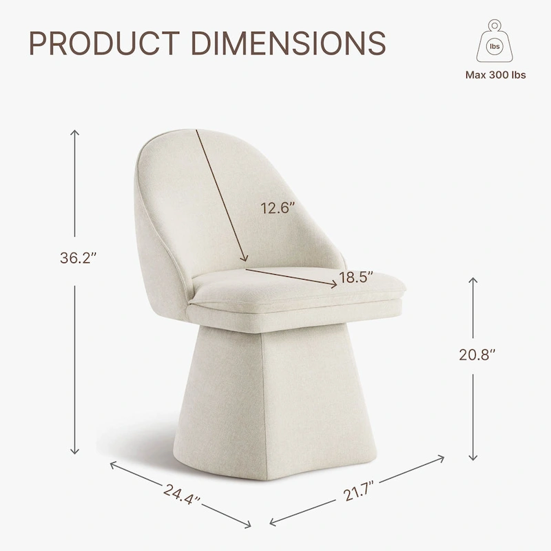 Darah Upholstered Swivel Armless Dining Chair Double-layered Cushions