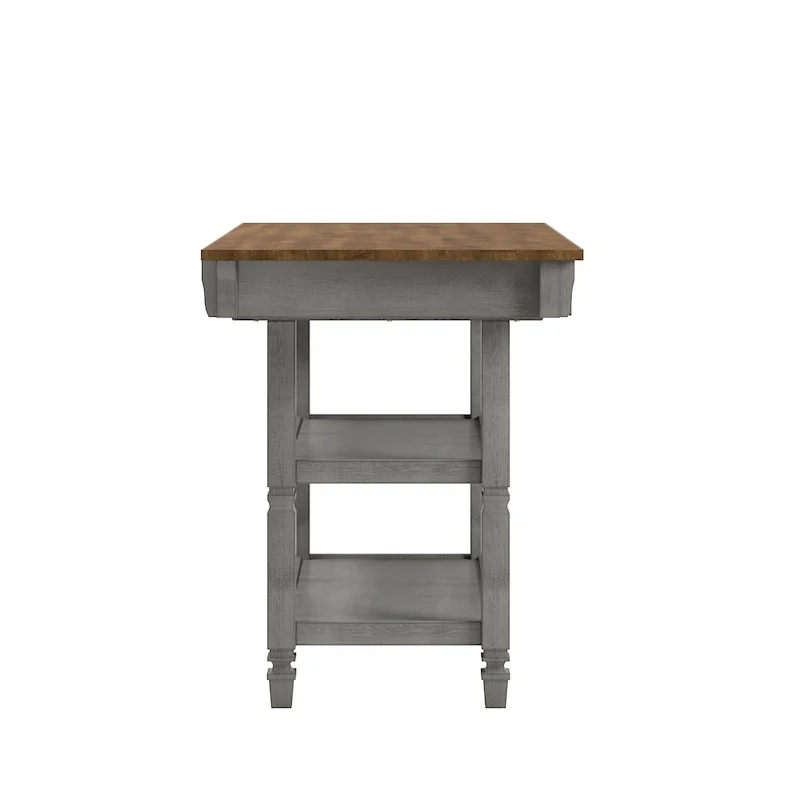 Two-Tone Kitchen Island Buffet with Drawers and Shelves