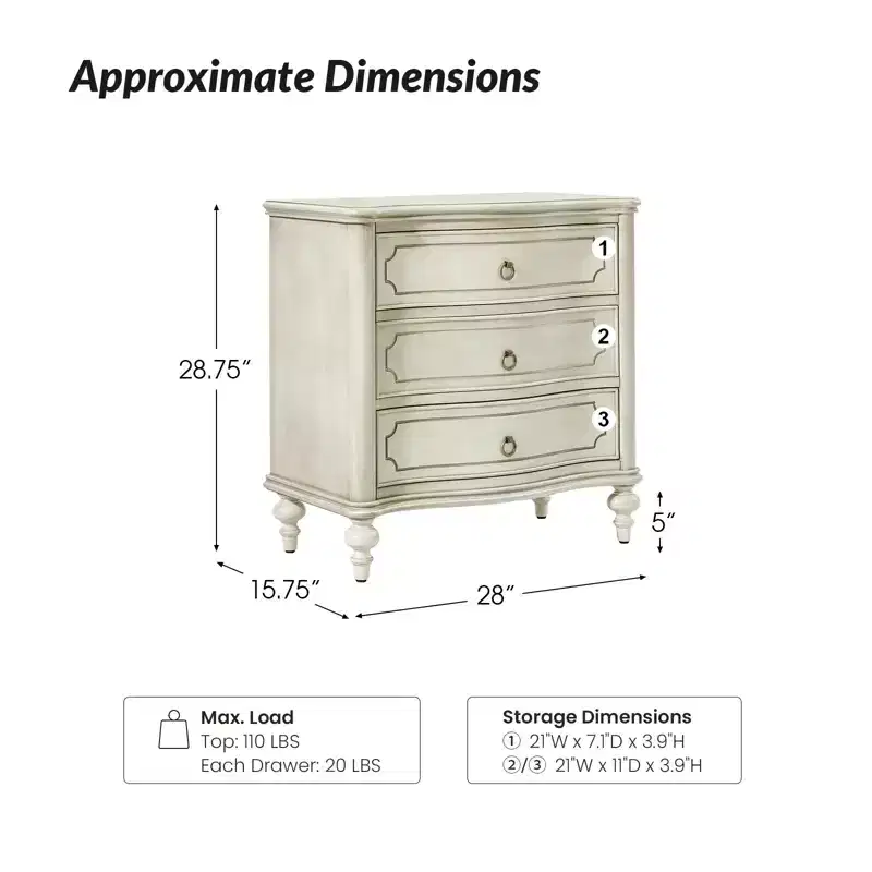 Linus 3-Drawer end table Set of 2| ART OF LIVING DESIGNS