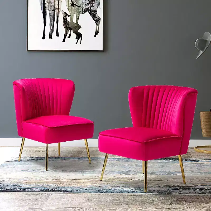 Quentin Velvet Accent Side Chair with Padded Seat Set of 2 | Karat Home