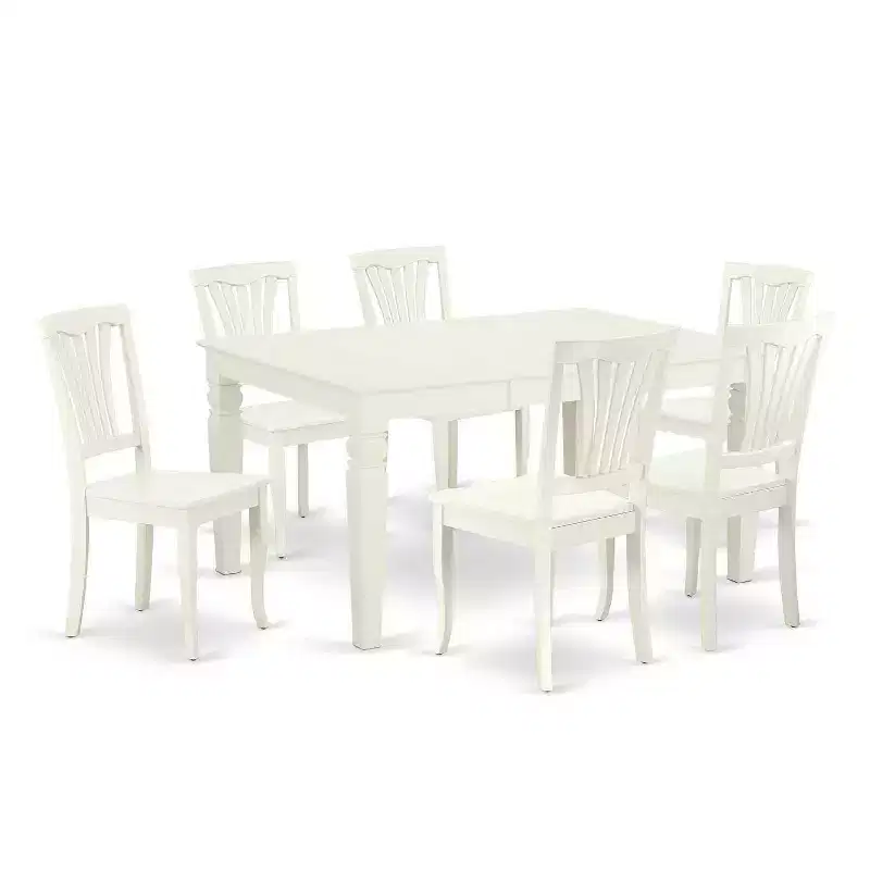 Renaissance Dining Set 7Pc Rectangular Table & 6 Chairs - 42x60 Inch Expandable