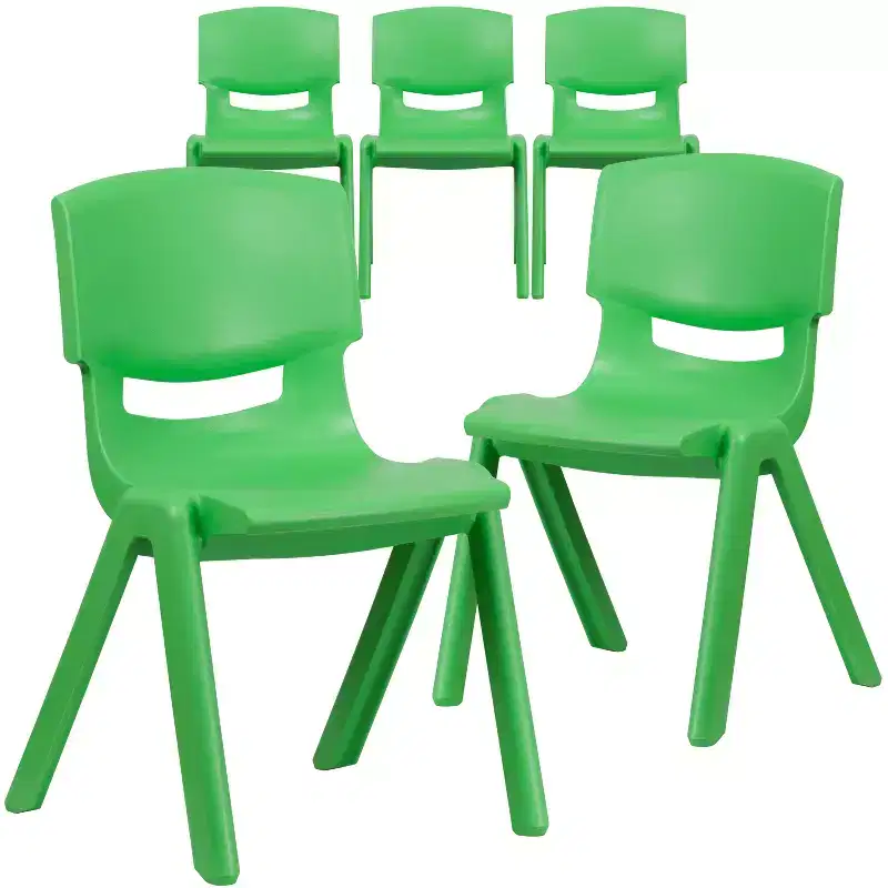 Emma and Oliver 5 Pack Plastic Stackable School Chair with 15.5'' Seat Height