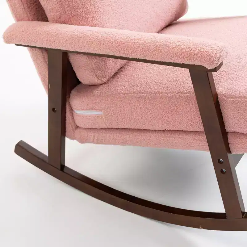 GDFStudio Ellowyn Mid Century Modern Wood Upholstered Accent Rocking Chair
