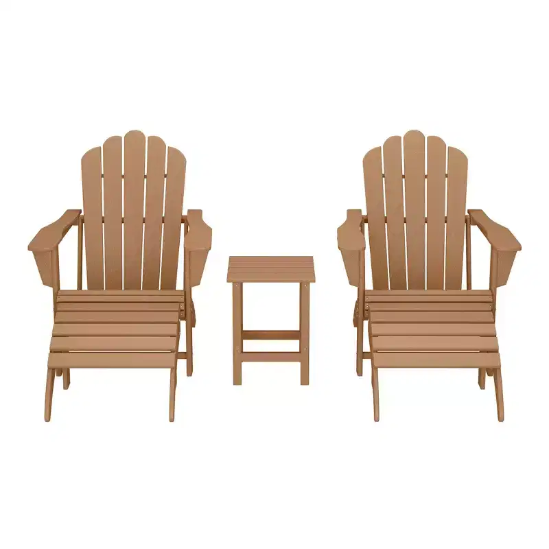 WestinTrends Highland 5-Piece Adirondack Chair Set, Teak