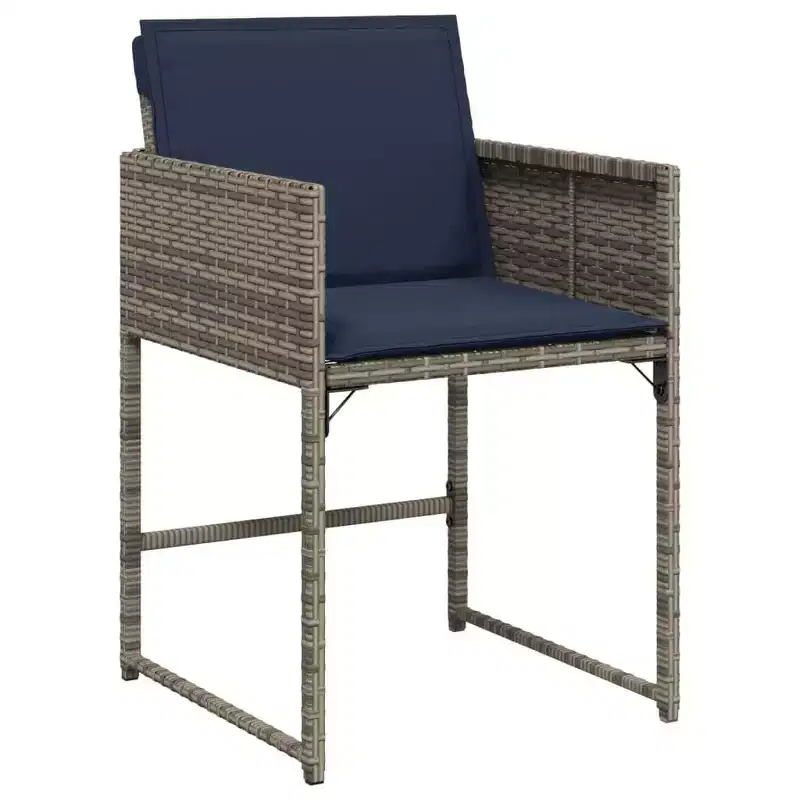 vidaXL Patio Chairs with Cushions 4 pcs Gray Poly Rattan