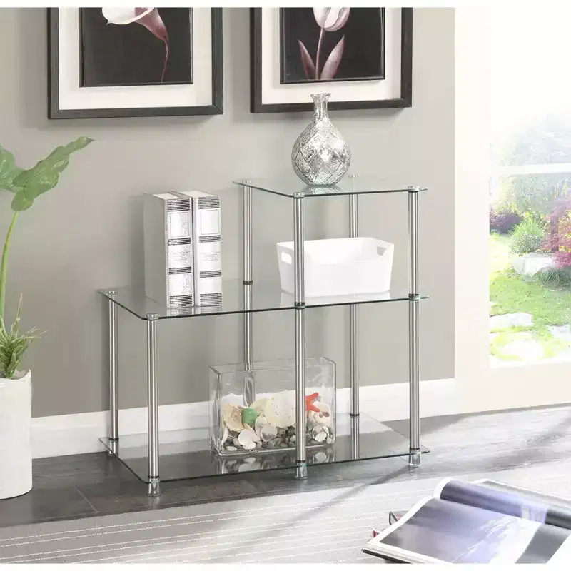Classic Glass 3 Tier Step End Table Clear Glass