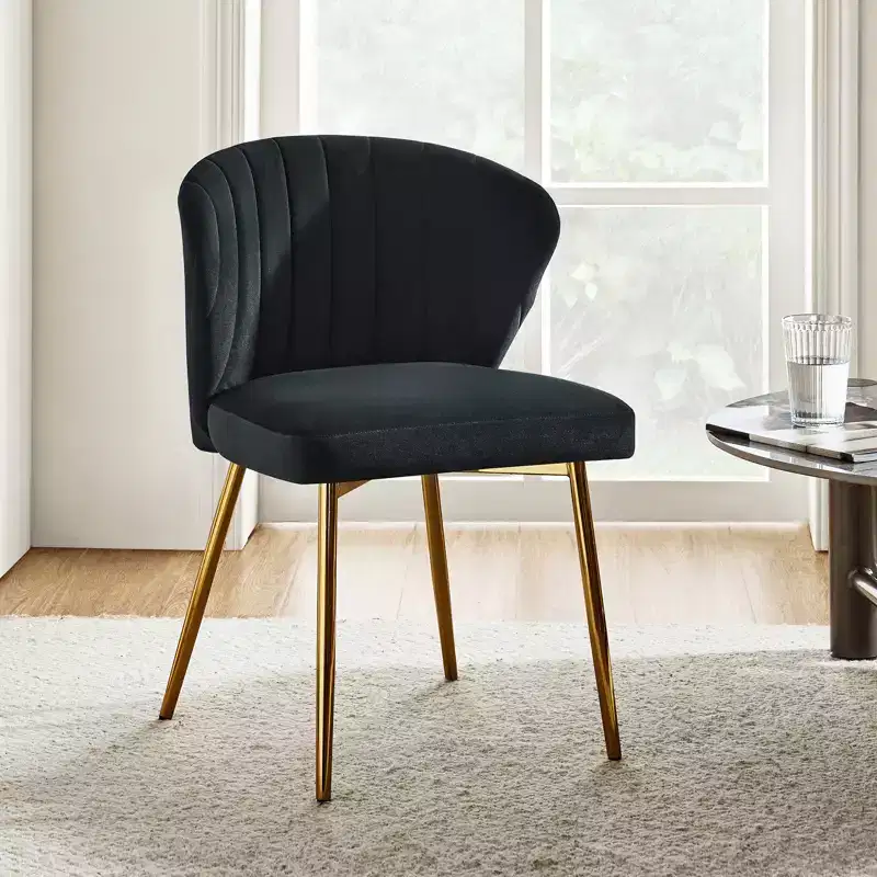 Black / Fuchsia / Green / Ivory / Mustard / Navy / Orange / Pink / Red / Sage / Tan / Teal / Yellow Velvet Accent Chair with Metal Legs – Seats 1