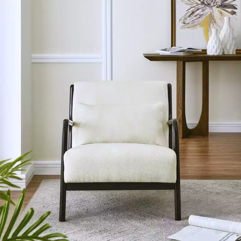Mid-Century Modern Accent Chair with Removable Lumbar Pillow - 8.25