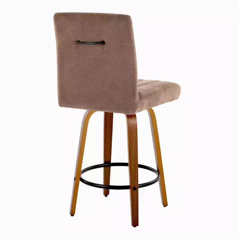 LumiSource Set of 2 Hank Counter Height Barstools Walnut Wood/Brown Fabric