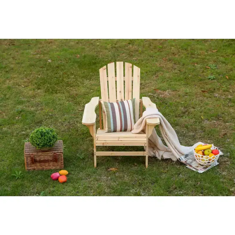Adirondack Chair Wood - Patio Festival: Solid Fir, Outdoor Seating, Rustic Farmhouse Style, UV & Water-Resistant