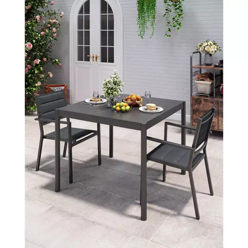 Aluminum Outdoor Dining Table for 4-8, Large Rectangular Patio Table with E-Coating for Backyard, Deck, Garden, Lawn,