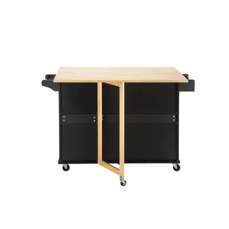 Mobile Kitehcn Island with Extensible Table Top and Adjustable Shelf