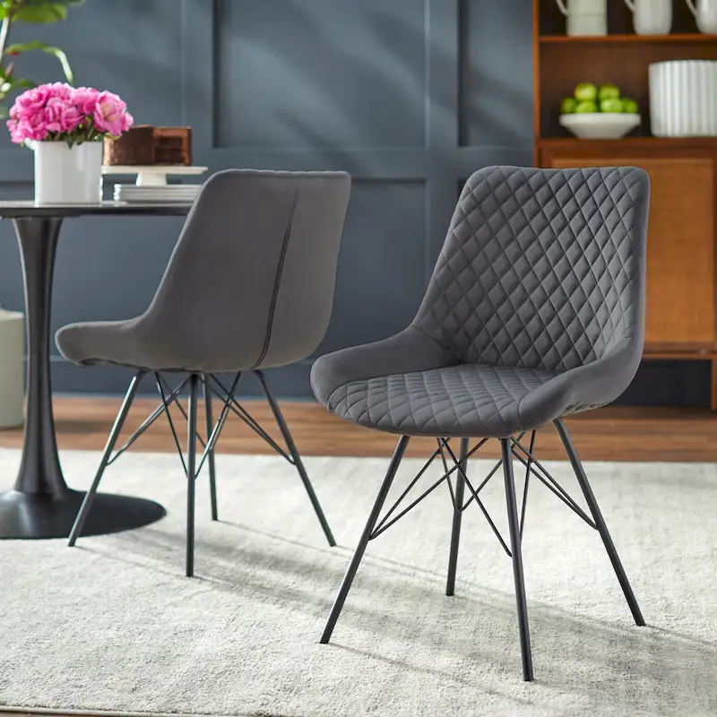 Kavitt Mid-century Modern Velvet 5-piece Round Dining Set