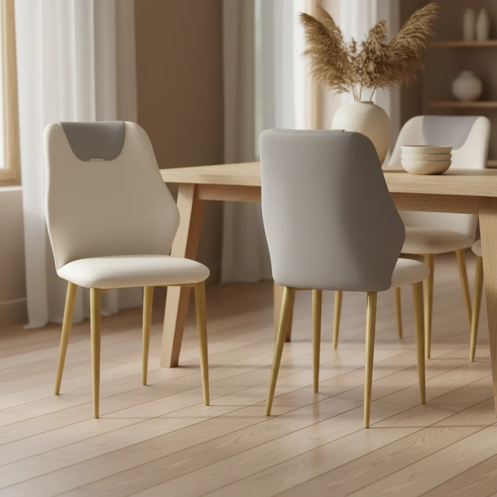 2 Dining Chairs with High-Quality PU Leather Seats, Gold-Plated Carbon Steel Legs & Ergonomic Backrests