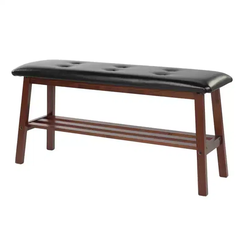 Karl Home 39.4'' Solid Wood Upholstered Bench with Seat Tufted Design