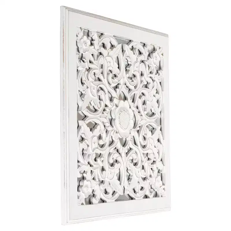 Carved Wall Mirror Medallion White - Brewster