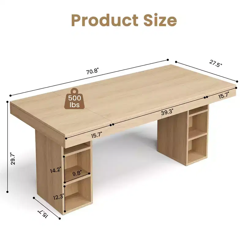 Large Kitchen Island with Dual Side Storage for 4-6 Person, Island Kitchen Table with w/Large Tabletop, Island Table for Kitchen,Dining Room