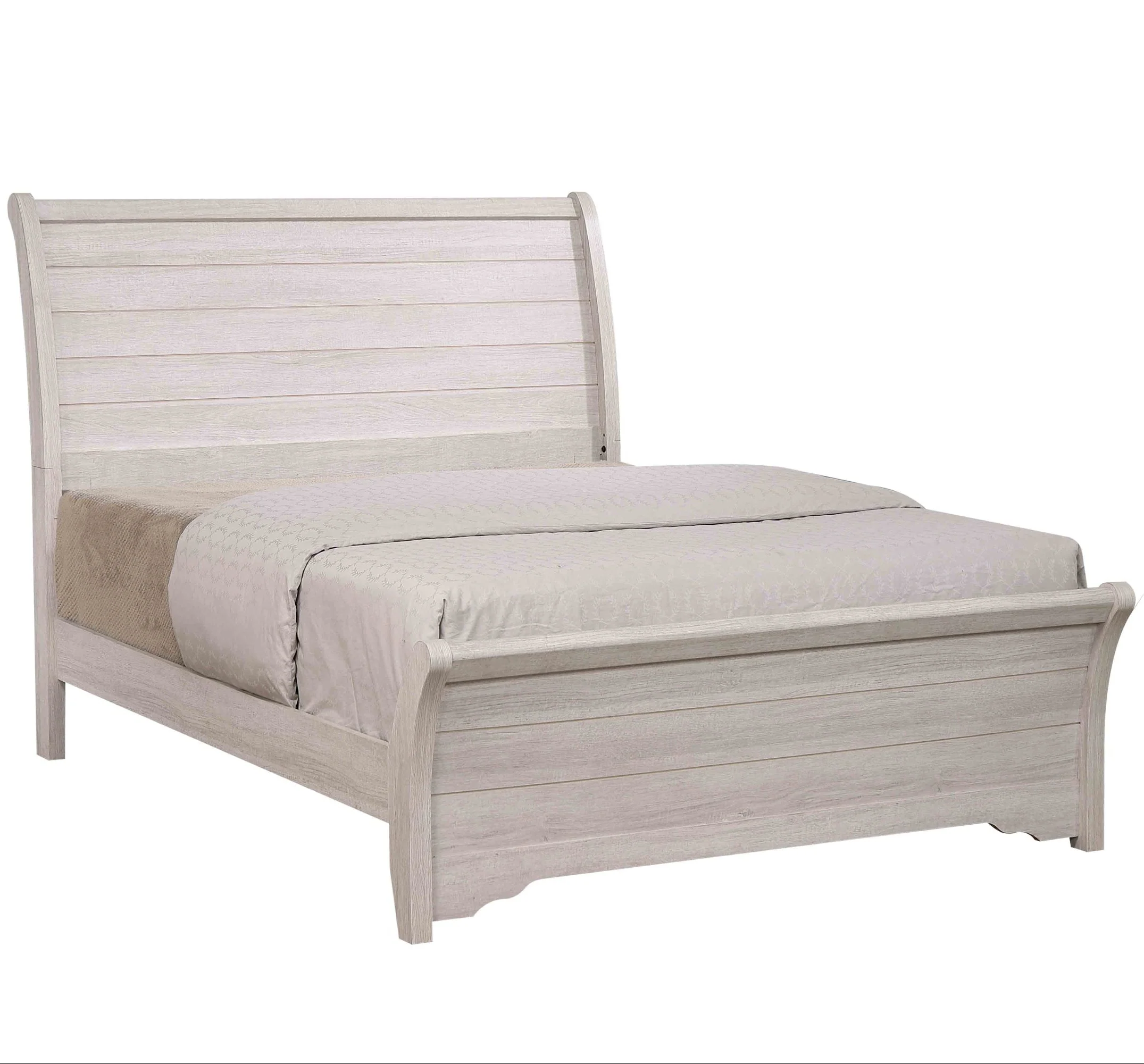 Contemporary Sleigh Bed with Sloped Headboard Design