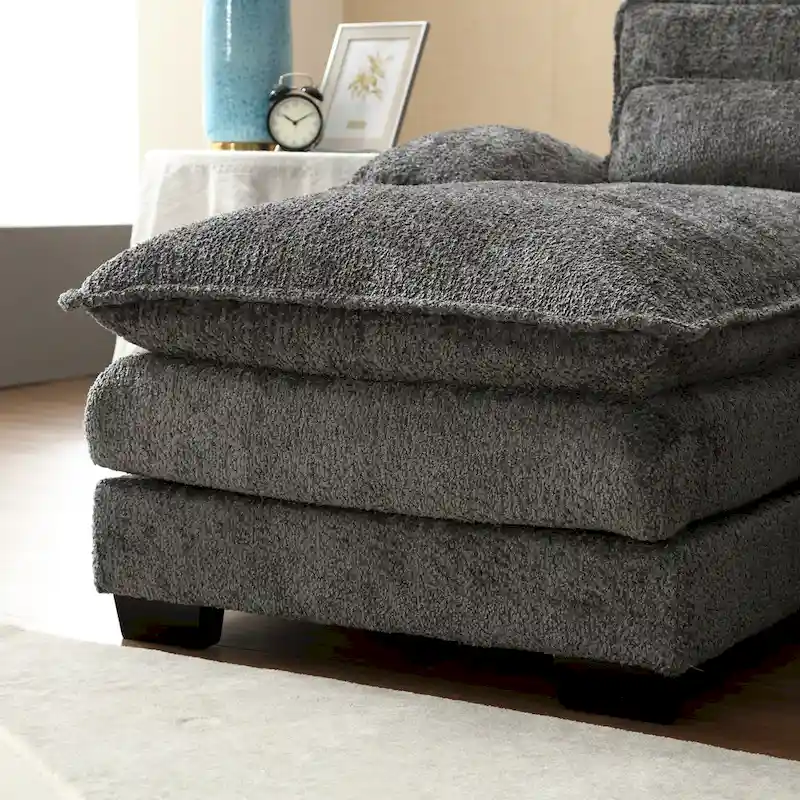 110.63 Modern U-Shaped Chenille 4 Seater Sectional Sofa with Double Cushions, 2 Chaise and High-Density Foam