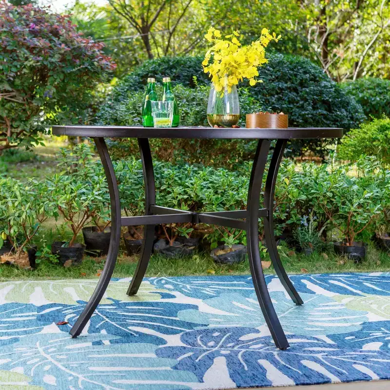 5pc Patio Dining Set with Round Table & Sling Seat Steel Frame Chairs - Captiva Designs: Outdoor Furniture for Four