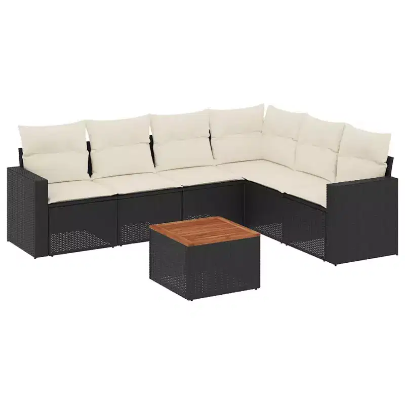 vidaXL Garden Sofa Set with Cushions in Poly Rattan