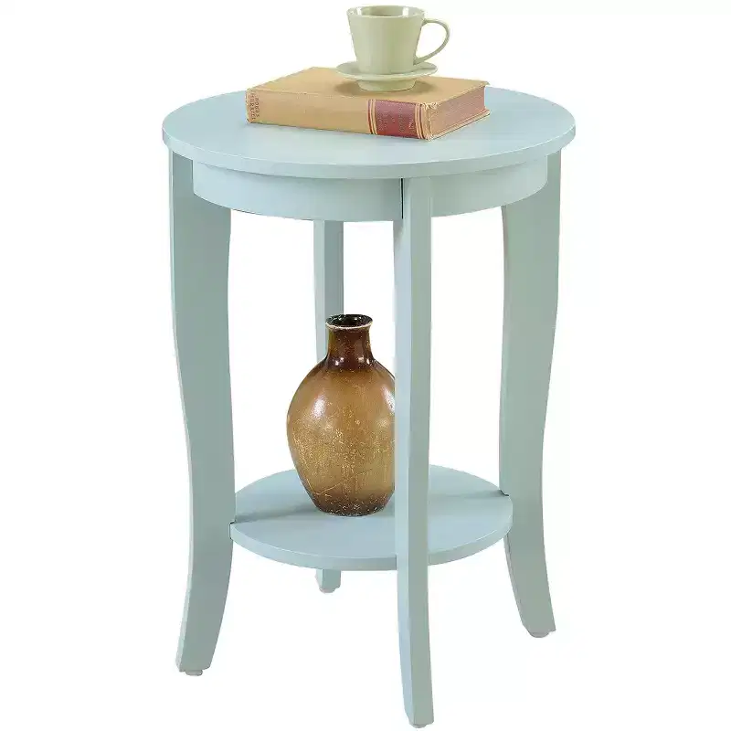 HomeStock Belmont Round Accent End Table with Lower Shelf, Curved Legs and Smooth Finish Ideal for Living Room or Bedroom Corners