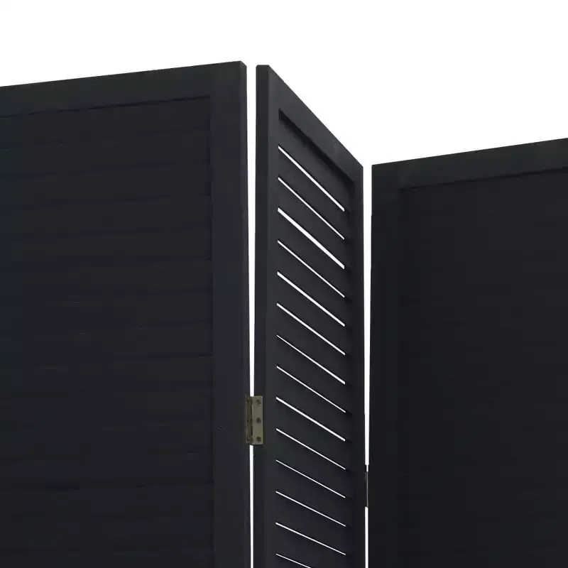 vidaXL Room Divider 4 Panels Black Solid Wood Paulownia