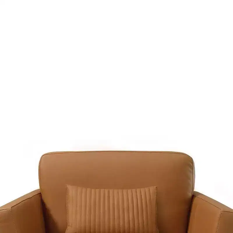 40-Inch Tussio Accent Chair - Saddle Tan Leather, Bolster Cushions