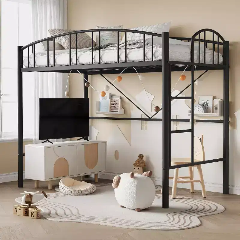 Twin Loft Bed - Space-Saving with Safety Rail