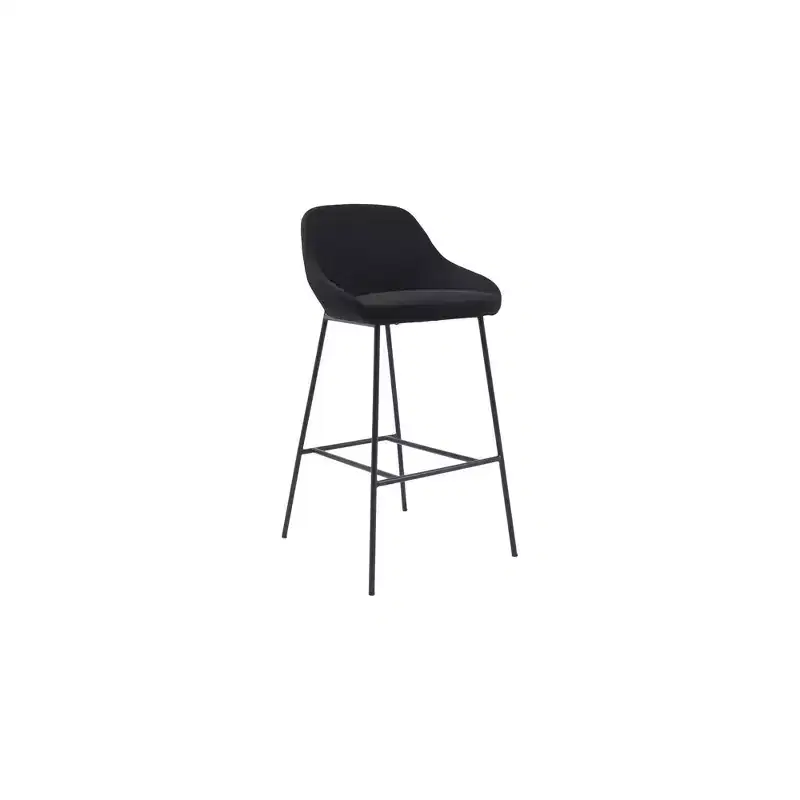 Alder Bay Henagar Barstool Black: Modern Upholstered, Steel Legs, Fixed Height, Foam Filled