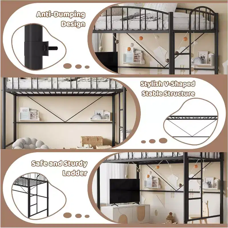 Twin Loft Bed - Space-Saving with Safety Rail