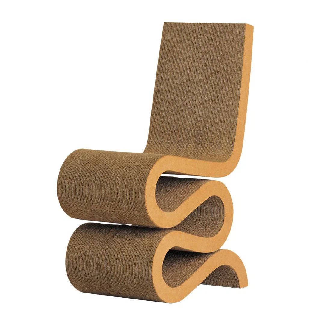 Sculptural Cardboard Side Chair with Robust Layered Easy Edges for Dining Room