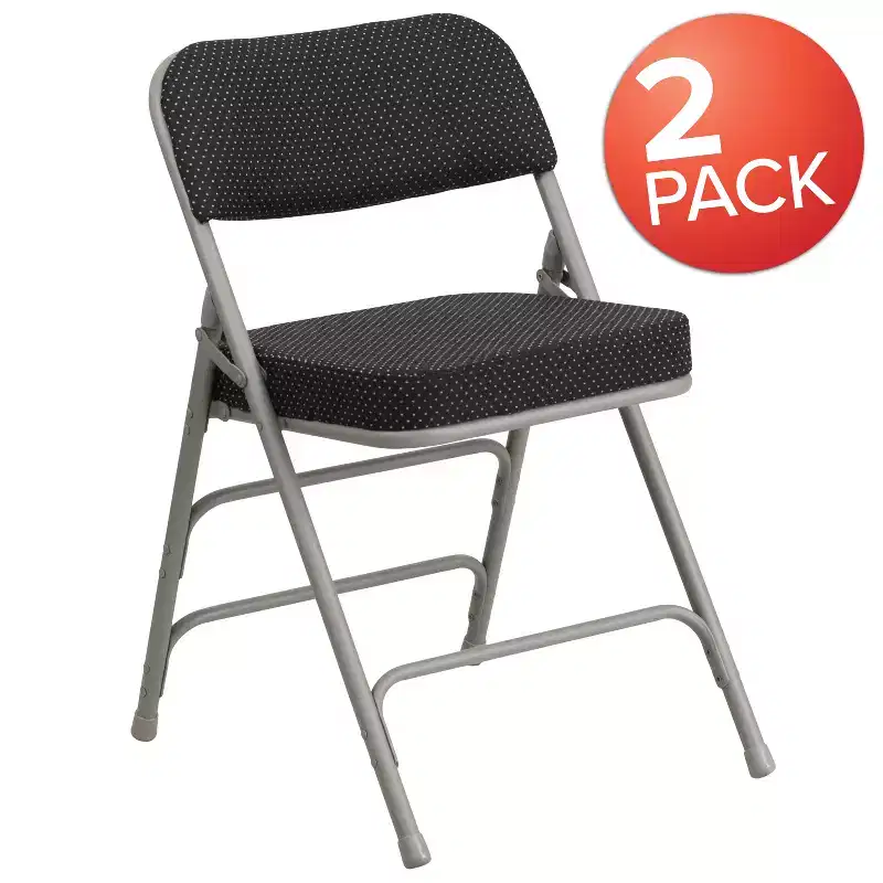 Flash Furniture 2 Pack HERCULES Series Premium Curved Triple Braced & Hinged Fabric Upholstered Metal Folding Chair