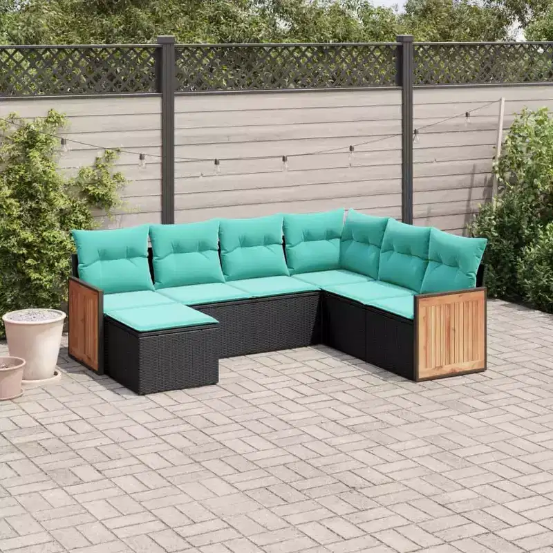 vidaXL Patio Sofa Set - Engineered Wood, Black, Gray, With Table, Without Table