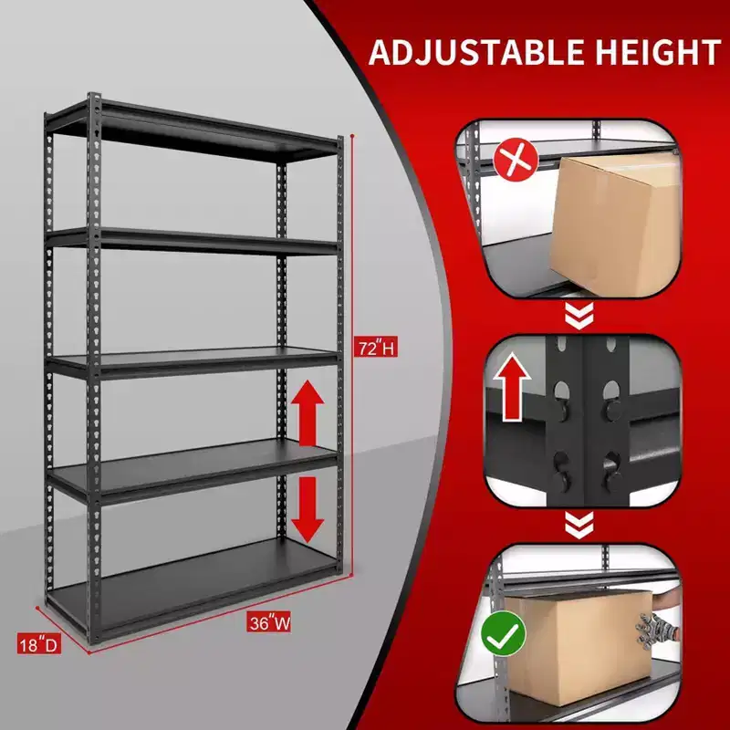 Atlas Shelving 5-Tier 36"x18"x72" 4000lbs Steel Boltless Shelving with laminate Deck Dark Gray