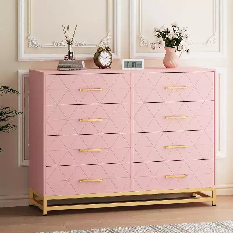 8-Drawer Modern Tall Wooden Dresser, Soft-Close Glides & Anti-Tip Kit, Space-Saving Chest for Bedroom, Closet, Kids & Nursery