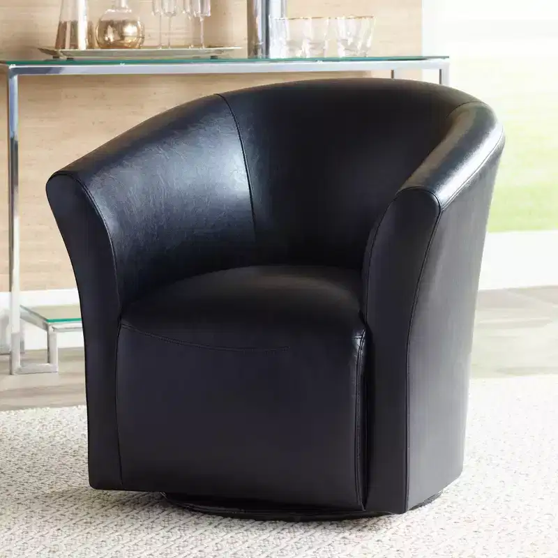 31 Wide Rivera Black Swivel Accent Club Chair