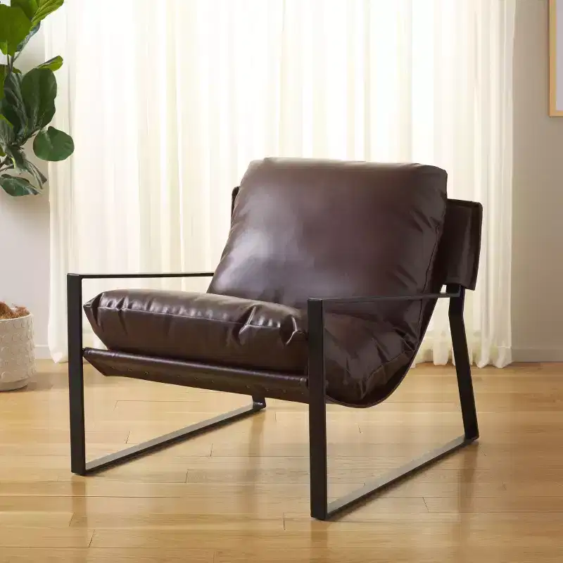 Popham Pillow Top Accent Chair - ACH4520 - Dark Brown/Black - Safavieh