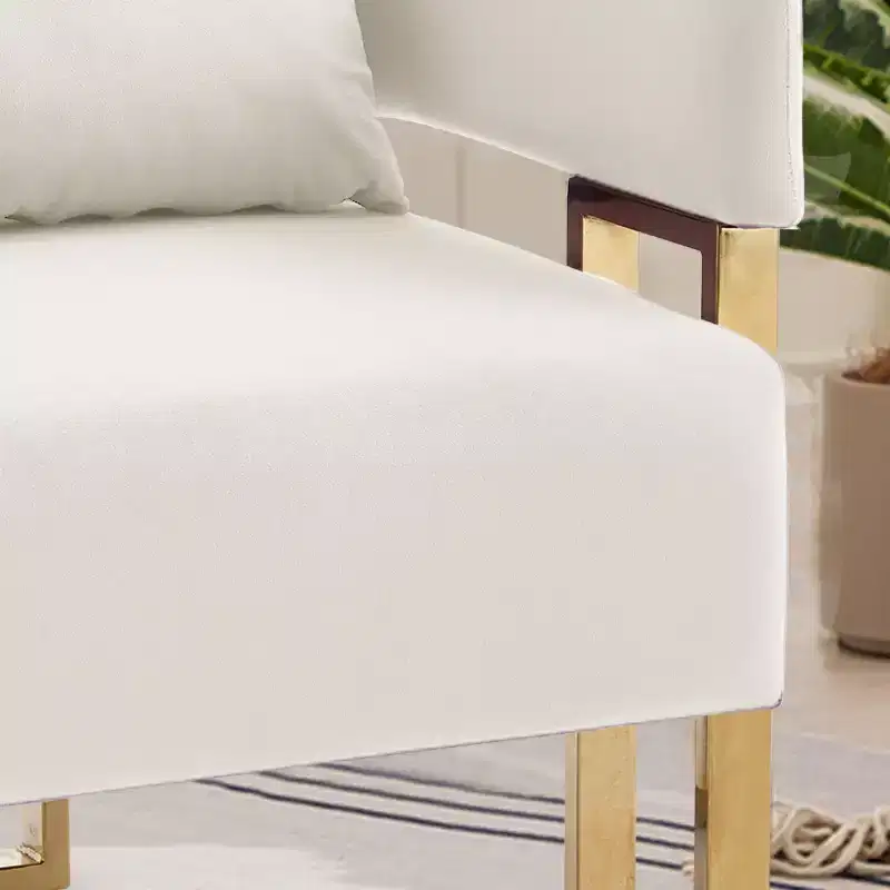Set of 2 Modern Upholstered Accent Chairs with Gold Square Metal Legs & Foam Cushion, 26