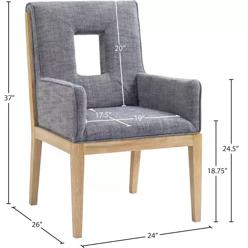 Meridian Furniture,Gwendolyn Linen Textured Fabric Dining Arm Chair