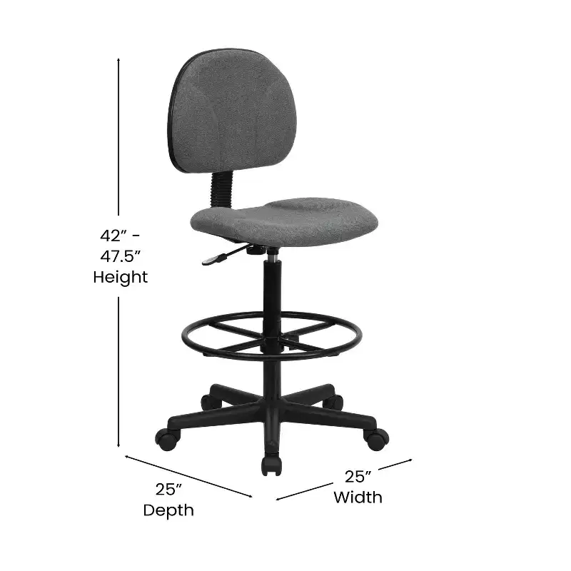 Adjustable Drafting Chair – Two Cylinder Heights, Mid-Back, Upholstered, 250 lb Capacity