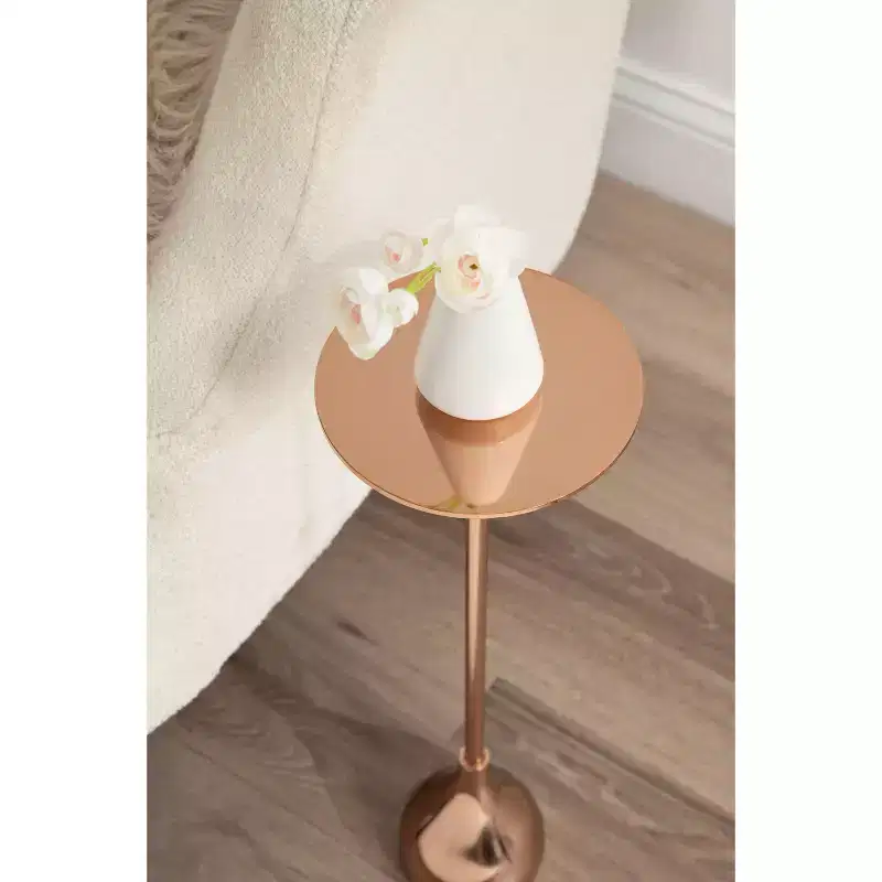 Metal Drink Table, Rose Gold, 7x7x20
