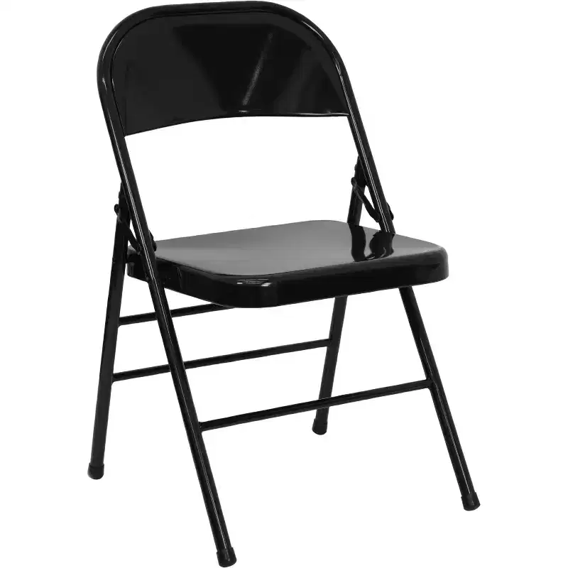 Emma and Oliver 4 Pack Triple Braced & Double Hinged Metal Folding Chair